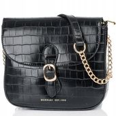 Monnari Torebka Kuferek Listonoszka Czarny Kroko Łódka Czarna PREMIUM