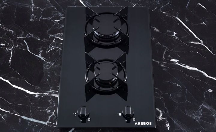 Arebos - Płyta gazowa | Szklana |Płyta kuchenna 2 palnikowa zdjęcie 7