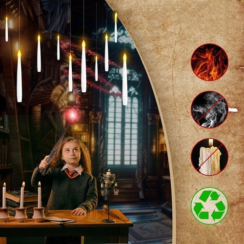 Latające Swiece LED, 10 Sztuk, z Pilotem Zdalnego Sterowania,Swiece Wiszące na Arena.pl