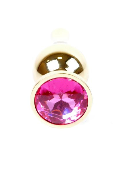 Plug-Jewellery Gold Butt Plug- Pink zdjęcie 1