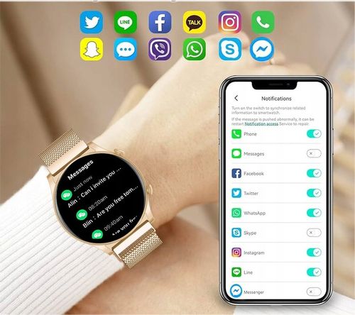 SMARTWATCH ZEGAREK DAMSKI POLSKIE MENU ROZMOWY ZDROWIE SPORT AMOLED 4 PASKI na Arena.pl