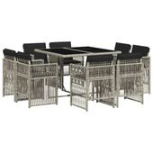 9-cz. zestaw mebli ogrodowych z poduszkami, jasnoszary