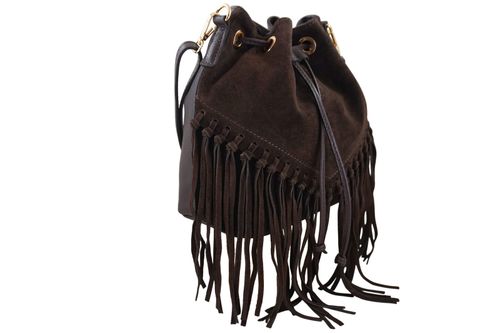 Torebka skórzana boho style - Brązowa ciemna na Arena.pl