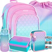 PLECAK SZKOLNY TORNISTER DLA DZIEWCZYNKI OMBRE PIÓRNIK TRZYKOMOROWY