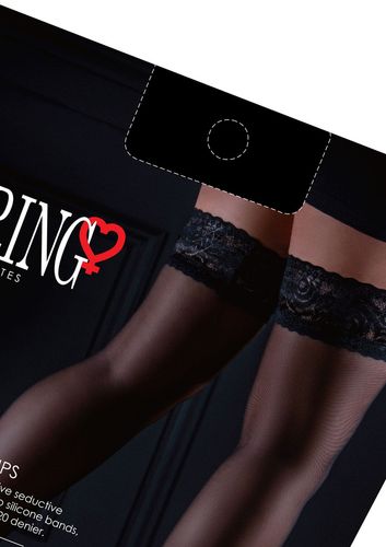 Pończochy samonośne Satin Touch 20D z koronką i silikonem – Daring One Size na Arena.pl