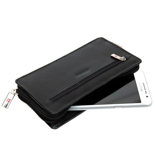 ALBATROSS etui skórzane płaskie na telefon ze szlufką na pasek J010 czarne na Arena.pl