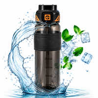 butelka na wodę, sportowy bidon z miarką 680ml czarny bd64cz