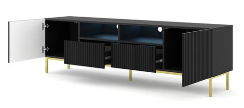 Szafka RTV Ravenna B 200 2D2S czarny mat rama złota na Arena.pl