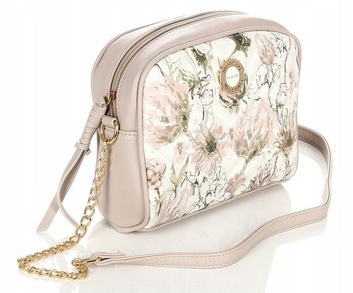MONNARI Zgrabna beżowa listonoszka w kwiaty na pasku z łańcuszkiem na Arena.pl