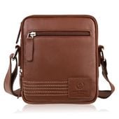 listonoszka saszetka męska skórzana na ramię koniakowa