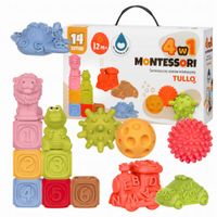 2X klocki sensoryczne, pojazdy, piłki - zestaw edukacyjny Montessori 14 szt