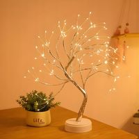 LAMPKA DRZEWKO BONSAI LED 50 CM SREBRNE CHOINKA ŚWIECĄCE USB