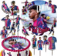 ZESTAW OPŁATEK NA TORT 20CM + TOPPERY - LAMINE YAMAL SPORT+ IMIĘ 15CM 18CM