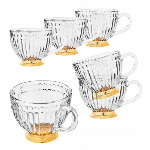 Filiżanki szklane na złotej stopce Altom Design Lily 430 ml Komplet 6 sztuk na Arena.pl
