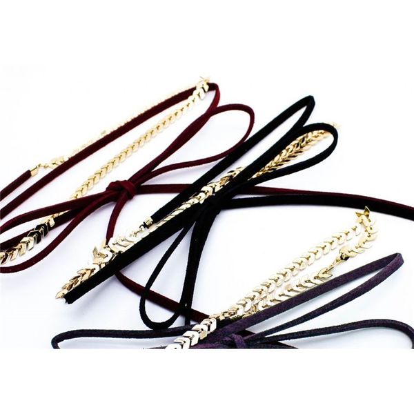 Choker Chevron - Bordowy N482Bor zdjęcie 3