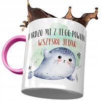 Kubek Różowy Z Foką Foczką Foczunią Na Prezent Z Nadrukiem Ze Zdjęciem