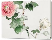 Obraz 90x70cm Tree Peony, Bijutsu Sekai Japoński Vintage do Salonu