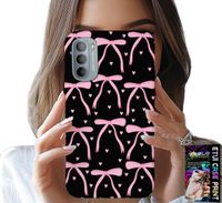 ETUI DO MOTOROLA G31 / G41 - CZARNO RÓŻOWE WSTĄŻKI KOKARDKI WSTĄŻKA