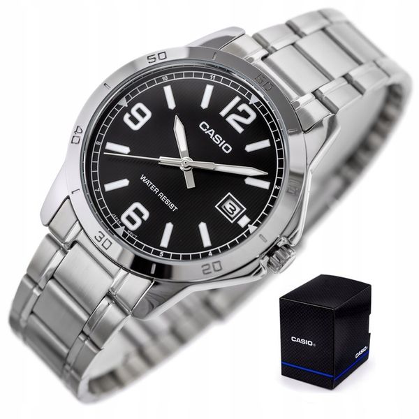 ZEGAREK MĘSKI CASIO MTP-V004 datownik stalowy + BOX + GRAWER zdjęcie 1