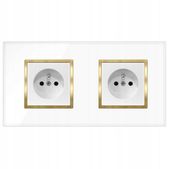 GNIAZDKO GNIAZDO PODWÓJNE BIAŁE ZŁOTE SZKLANE Z BOLCEM RAMKA SZKLANA