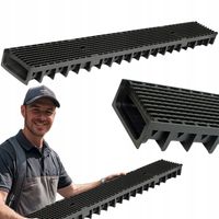 Odwodnienia liniowe A15 z rusztem z tworzywa. Niskie, tarasowe,