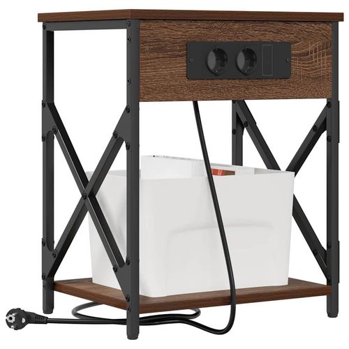 Nocna szafka z stacją ładującą 2 pcs Brązowy dąb na Arena.pl