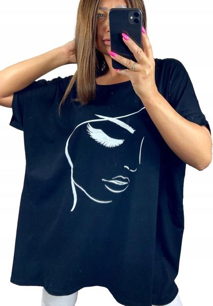 Tunika Luźna Damska Bawełna Oversize Duże Rozmiary Czarna rozmiar 54 zdjęcie 1