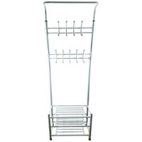 18192 Czarny wieszak stojak na kurtki z półkami na buty do biura domu