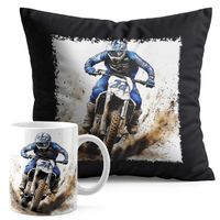 ZESTAW KUBEK + PODUSZKA CZARNA - MOTOR MOTOCYKL MOTOCROSS