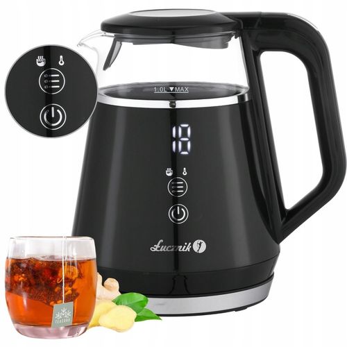 Mały czajnik elektryczny szklany pamięć regulacja WK-2503 Compact 1l 1100W na Arena.pl