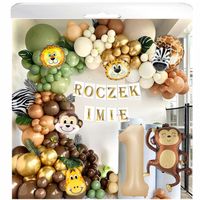 BALONY NA ROCZEK 1 URODZINY GIRLANDA ZWIERZĘTA ZOO SAFARI BANER IMIĘ 147ELE