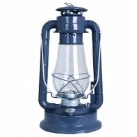 LAMPA NAFTOWA WISZĄCA STOJĄCA granatowa metalowa szklany klosz