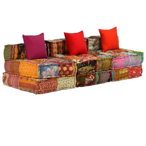 Patchworkowa sofa modułowa 3-osobowa VidaXL na Arena.pl