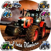 OPŁATEK NA TORT 30CM - TRAKOR CIĄGNIK + IMIĘ + GRATIS! 24CM 26CM