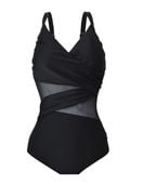 Wyszczuplający czarny strój kąpielowy XL (S037)