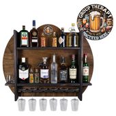 Drewniany barek na ścianę półka barowa ścienna na alkohol i kieliszki – barek wiszący loft vintage BRAUN Group Therapy