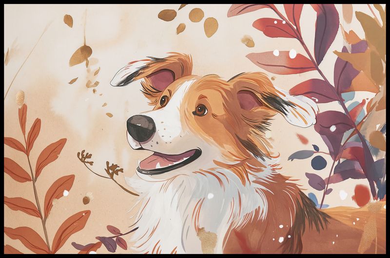 Plakat 91,5x60cm Collie Jesienną Porą zdjęcie 2