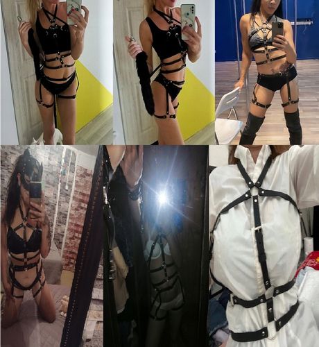 KOMPLET BIELIZNA EROTYCZNA SEXY CZARNA SKÓRZANA S na Arena.pl