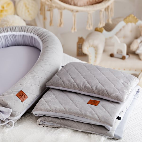 Koc z poduszką szary velvet soft zdjęcie 2