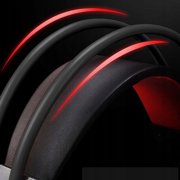 Słuchawki GAMINGOWE LED RGB komputerowe dla graczy nauszne z mikrofonem USB zdjęcie 9