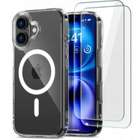 2 x PRZEZROCZYSTE DOPASOWANE ETUI CASE DO MAGSAFE NA IPHONE 16 + 2-PAK SZKŁ