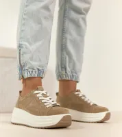 Beżowe Skórzane Sneakersy Na Platformie Filippo 38