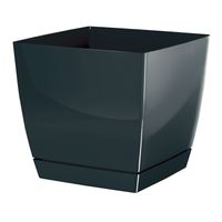 Doniczka COUBI DUKP135 z podstawką | Grafit, Kształt Kwadratowy, Wymiary 13.5x13.5x12.4 cm, Kolor Grafit, Prosperplast