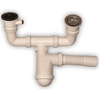 syfon zlewozmywakowy 2 komory - sitko met. z wyjściem na pra - hj/s2009