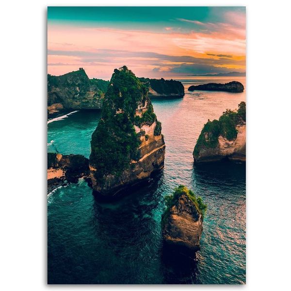 Emaga Obraz na płótnie, Skały w turkusowym oceanie - 40x60 zdjęcie 3