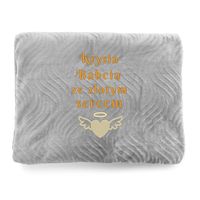 KOC DUŻY SZARY NARZUTA z HAFTEM 220 x 200 PREZENT DLA BABCI