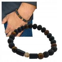 BRANSOLETKA MĘSKA TURMALIN TYGRYSIE OKO CYTRYN LAWA BOGACTWO OCHRONA SIŁA