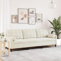 3-osobowa sofa z poduszkami, kremowa, 210 cm, aksamit