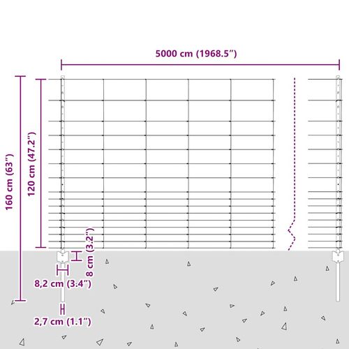 Ogrodzenie z słupkami Srebrny 1.2 x 50 m Stal na Arena.pl