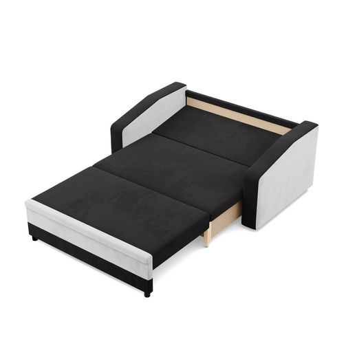 Sofa rozkładana, mikrofaza, AURELO, 148x87x90, czarny, biały | TYLETEGOTU na Arena.pl